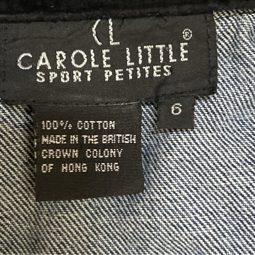 VTG Carole Little Sport Petite Denim Velvet Vest Embroidered Boho Patchwork 6P - Picture 7 of 7